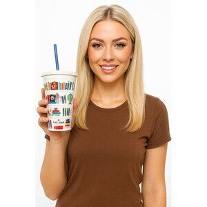 Kate Spade 20 oz Travel Tumbler Cup Mug Acrylic Cold Beverage LIKE A BOOK